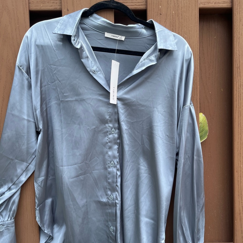 Timing Light Blue Silk Shirt